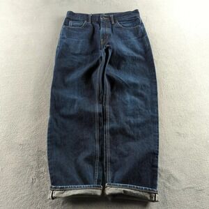 Uniqlo U Jeans Mens 31x29 Blue Dark Wash Selvedge Wide Baggy Skater Y2K Style